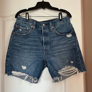 Levi's Classic Blue Ripped Jean Shorts